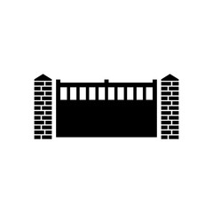 gate with stone pillars icon vector