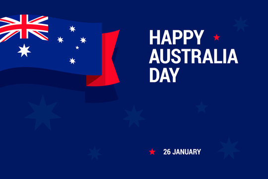 Happy Australia Day celebration card with national flag for print or mobile using.
