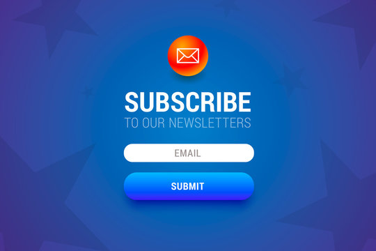 Subcribe form with name and email input fields and submit button. 