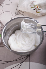 Bowl with whipped to solid peaks protein