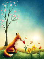 Illustration of a little red fox