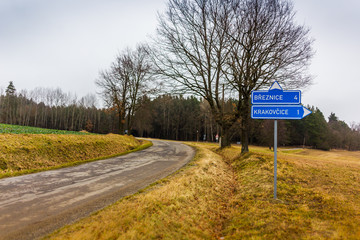 Road sign in czech countryside