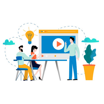 Professional training, education, video tutorial, online business courses, presentation, webinar vector illustration. Expertise, skill development design for mobile and web graphics