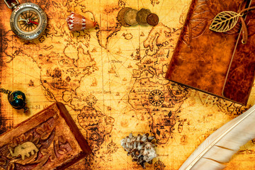 Vintage travel background with old map