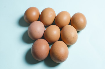 Raw brown eggs. Spring, a product for Easter