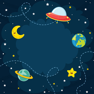 Space, Moon, Star Vector Illustration