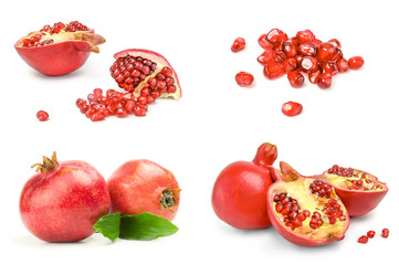Collection of pomegranate isolated on white