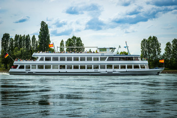 passenger ship on the rhine river near Karlsruhe, Germany