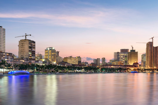 Fototapeta Luanda capital city of Angola at sunset