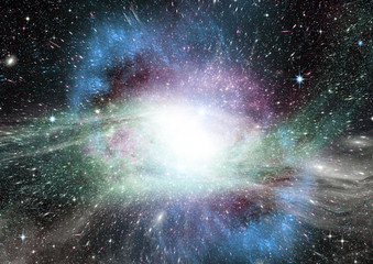 Stars, dust and gas nebula in a far galaxy