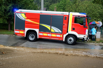 Fire department rushes to rescue when floods hit village in Europe after heavy rain