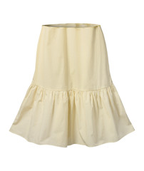 Yellow and white striped skirt with flounce isolated