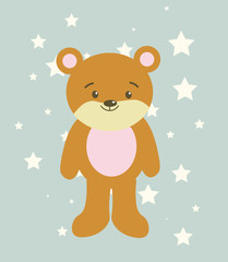 Cute cartoon bear vector illustration. 