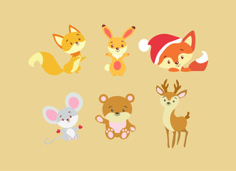 Set of animals in flat