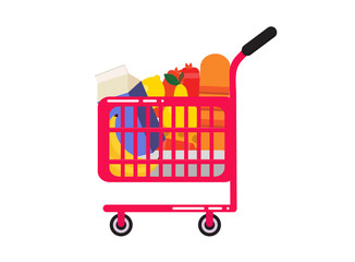 Supermarket shopping cart. Consumer basket