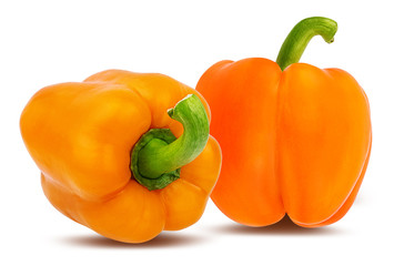 Fresh sweet orange pepper bell isolated on white background with clipping path