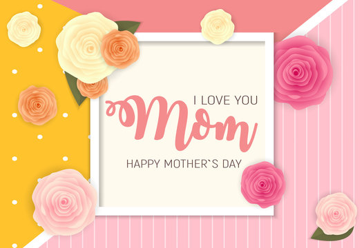 Happy Mother`s Day Background with Flowers. Vector Illustration