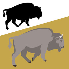 buffalo vector illustration flat style  silhouette black profile