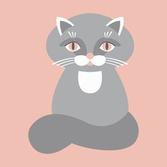 cat cartoon vector illustration flat style front