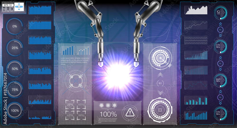Poster set abstract hud elements for ui ux design. futuristic sci-fi useri interface. 3d virtual manipulato