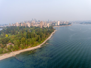 Aerial view of Vancouver and Stanley park, Canada