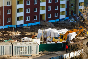 Fototapeta premium Bridgend wales earth moving machines working on a new housing development