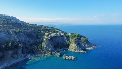 Fototapeta na wymiar Beautiful coast of Camilia in Calabria, Italy aerial view