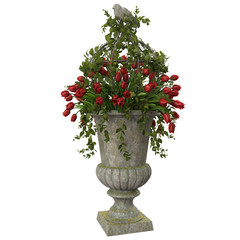 Red tulips flowers in vase