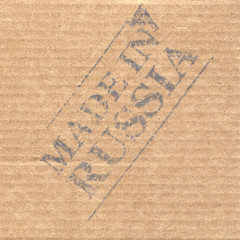 Corrugated cardboard with stamp Made in Russia