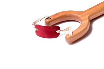 Gorgeous slingshot from oak tree, isolated on white background