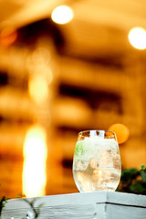 Ice in glass on the whte board