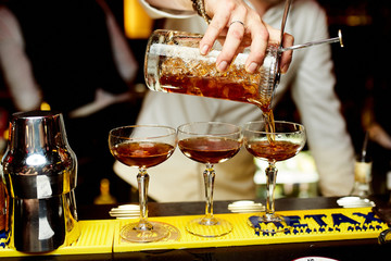 Cocktails with on the bar counter