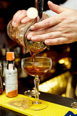 Cocktails with on the bar counter