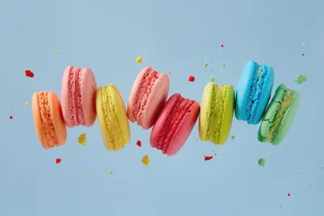 Crédence de cuisine en verre imprimé Macarons Gâteaux de macarons colorés. Petits gâteaux français.