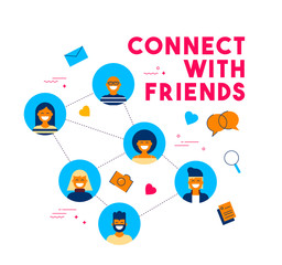 Social media network friend group concept design
