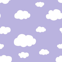 light purple sky white clouds pattern seamless vector