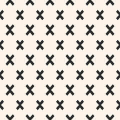 Vector geometric seamless pattern. Modern funky texture with small crosses, repeat tiles. Simple monochrome abstract background. Stylish design element for decor, textile, linens, bedding, clothing