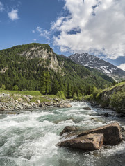 mountain river with glacier water