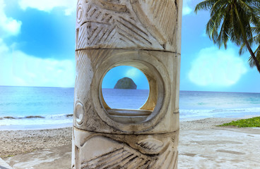 The Diamond rock in Martinique island, French West Indies.