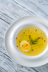 Portion of chicken stock