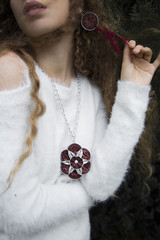 Woman with necklace pendant 