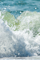 The vertical , side  view of seashore in the ocean. Concept relax and travel.