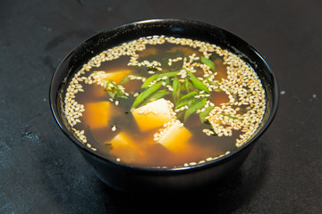 Thai or Korean or Chinese seafood meal. Soup. Noodles. Shrimp.