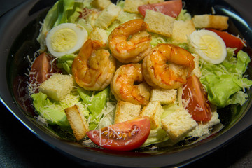 Japanese or Korean or Chinese seafood meal. Soup. Shrimp.