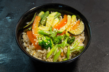 Japanese or Thai or Chinese seafood meal. Soup. Noodles.