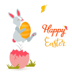 Holiday bright design with cute Easter rabbit