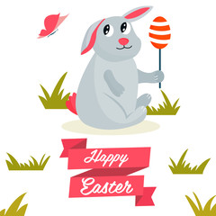 Holiday bright design with cute Easter rabbit