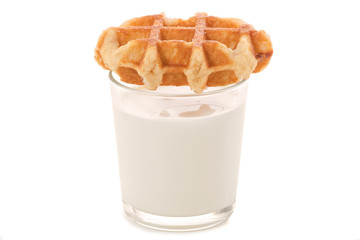 Glass of milk waffle
