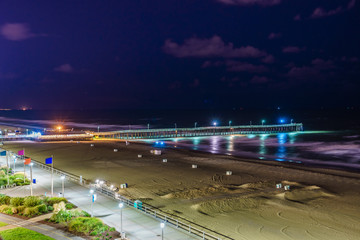 Virginia Beach Fishing Pier and Boardwalk, Virginia Beach at night, Virginia