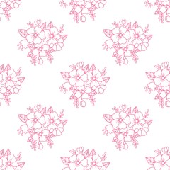Hand drawn floral wallpaper with set of different flowers. Could be used as seamless wallpaper, textile, wrapping paper or background